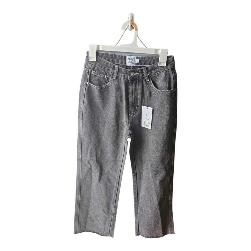 Princess Polly Boundless Denim Cut Raw Hem Dark Gray Jeans Women’s Size 4